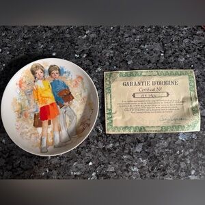 1979 Vintage Limoges Emilie et Philippe Porcelain Limited plate. Paul Durand.